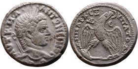 Caracalla (211-217) Tetradrachm. Obverse: Bust of emperor. Reverse: Eagle standing left, head right, wreath in beak, tail right, wings spread

25mm ...