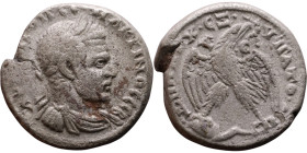 Macrinus (217-218) Tetradrachm. Obverse: Bust of emperor. Reverse: Eagle standing left, head right, wreath in beak, tail right, wings spread

25mm 1...