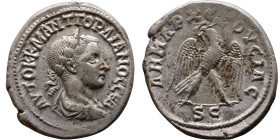 Gordian III (238-244)Tetradrachm. Obverse: Bust of emperor. Reverse: Eagle standing left, head right, wreath in beak, tail right, wings spread

25mm...