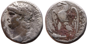 Nero (54-68) Syria: Antioch. Tetradrachm Obverse: ΝΕΡΩΝ ΚΑΙΣΑΡ ΣΕΒΑΣΤΟΥ Laureate head of Nero Reverse: Eagle on thunderbol

23mm 13.30g...