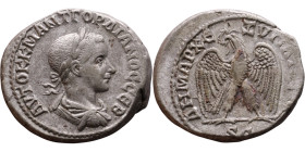 Gordian III (238-244)Tetradrachm. Obverse: Bust of emperor. Reverse: Eagle standing left, head right, wreath in beak, tail right, wings spread

27mm...