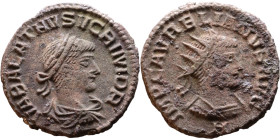 Aurelian and Vabalathus (AD 270-272). Antoninianus. Obv.: VABALATHVS VCRIM DR, laureate, draped and cuirassed bust of Vabalathus facing right. Rev.: I...