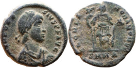 Theodosius I (379-395) Follis. Obv: Pearl-diademed, draped, cuirassed bust right Rev.: Constantinopolis on throne

21mm 5.27g