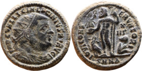 Licinius I (308-324 AD) follis. Obv: Cuirassed bust of Licinius Rev: Jupiter standing left, chlamys across left shoulder, leaning on scepter with eagl...