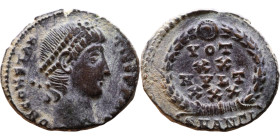 Constantius II (337-361 AD). AE follis. Obv.: DN CONSTANTIVS PF AVG, pearl diademed bust right. Rev.: VOT XX MVLT XXX in wreath

15mm 1.66g