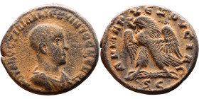 Herennius Etruscus (Son of Decius) Tetradrachm. Obv: Bust of emperor Rev: Eagle standing left, head right, wreath in beak, tail right, wings spread
...