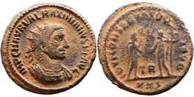 Maximianus. (286-305 ) Antoninianus. Obverse: Bust of Emperor, radiate, draped, right. Reverse: Jupiter standing right holding sceptre and orb facing ...