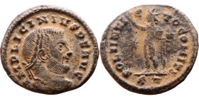 Licinius I (308-324 AD) Follis. Obv: Laureate bust of Constantinus left. Rev: SOLI INVICTO COMITI. Sol standing left holding globe

Artificial sand ...