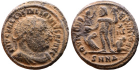 Licinius I (308-324 AD) follis. Obv: Cuirassed bust of Licinius Rev: Jupiter standing left, chlamys across left shoulder, leaning on scepter with eagl...