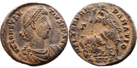 Constantius II (337-361) follis. Obv.: D N CONSTAN-TIVS P F AVG; bust of Constantius II, pearl-diademed, draped, cuirassed, right. Rev.: FEL TEMP REPA...