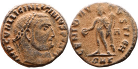 Licinius I (308-324)Follis Obv: Laureate head right. Rev.: Genius standing left holds cornucopia

Artificial sand patina

19mm 3.79g