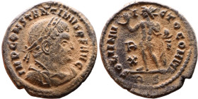 Constantinus I (306-337 AD). Follis. Obv: Laureate bust of Emperor Rev: SOLI INVICTO COMITI. Sol standing left holding globe

Artificial sand patina...