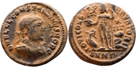 Constantinus II (Caesar: 317-337) follis. Obv: Cuirassed bust of emperor Rev: Jupiter standing left, chlamys across left shoulder, leaning on scepter ...