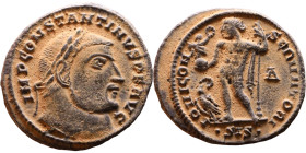 Constantinus I (306-337) follis. Obv: Cuirassed bust of emperor Rev: Jupiter standing left, chlamys across left shoulder, leaning on scepter with eagl...