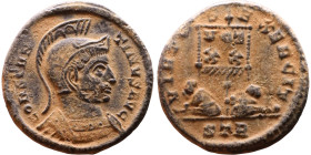 Constantine I The Great (306 - 337 AD). Follis. Obv.: Bust of emperor Rev.: Standard inscribed between two captives, both looking left.

Artificial ...
