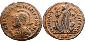 Licinius II (317-324) follis. Obv.: D N VAL LICIN LICINIVS NOB C, helmeted and cuirassed with spear across shoulder and shield bust left. Rev.: IOVI C...