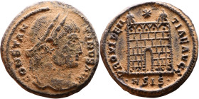 Constantine I The Great (306 - 337 AD). Follis. Obv.: Laureate head of Constantine right. Rev.: PROVIDENTIA AVGG, Camp gate

Artificial sand patina...