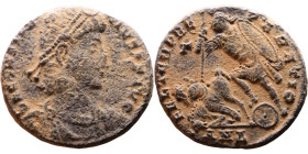 Constantius II (337-361) follis. Obv.: D N CONSTAN-TIVS P F AVG; bust of Constantius II, pearl-diademed, draped, cuirassed, right. Rev.: FEL TEMP REPA...