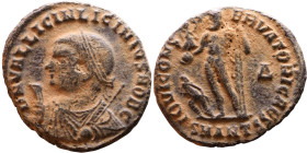 Licinius II (317-324) follis. follis. Obv: Cuirassed bust of emperor Rev: Jupiter standing left, chlamys across left shoulder, leaning on scepter with...