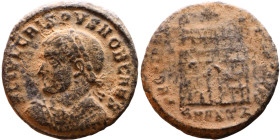 Crispus (Caesar: 317-326) Follis. Obverse:Laureate, draped and cuirassed bust Rev: Campgate

Artificial sand patina

18mm 2.30g