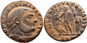 Licinius I (308-324 AD) follis. Obv: Cuirassed bust of Licinius Rev: Jupiter standing left, chlamys across left shoulder, leaning on scepter with eagl...