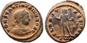 Constantinus I (306-337 AD). Follis. Obv: Laureate bust of Emperor Rev: SOLI INVICTO COMITI. Sol standing left holding globe

Artificial sand patina...