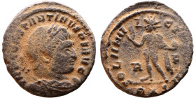 Constantinus I (306-337 AD). Follis. Obv: Laureate bust of Emperor Rev: Sol standing left holding globe

Artificial sand patina

19mm 3.28g