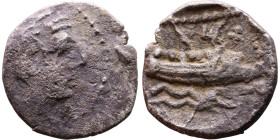Phoenicia, Arados. Uncertain king. Circa 380-351 Silver coin. Obv: Bust of king. Rev: Galley

10mm 0.80g