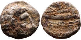 Phoenicia, Arados. Uncertain king. Circa 380-351 Silver coin. Obv: Bust of king. Rev: Galley

8mm 0.67g