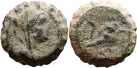 Antiochus IV Epiphanes (Seleukid King: 175-172 BC). AE bronze. Obv.: Veiled, diademed bust of Laodice IV right Rev.: Elephant head left, to r. Tripod...