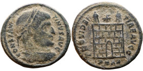 Constantine I The Great (306 - 337 AD). Follis. Obv.: Laureate head of Constantine right. Rev.: PROVIDENTIA AVGG, Camp gate

20mm 3.08g