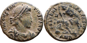 Constantius II (337-361) follis. Obv.: D N CONSTAN-TIVS P F AVG; bust of Constantius II, pearl-diademed, draped, cuirassed, right. Rev.: FEL TEMP REPA...