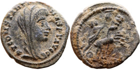 Divus Constantine the Great (307-337 AD). Follis. Obv.: DIV CONSTANTINO AVG, veiled head right. Rev.: emperor, veiled, to right in quadriga, the hand ...