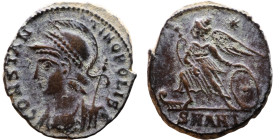 Constantinus I (306-337) Commemoratives Follis. Obverse: CONSTANTINOPOLIS, laureate, helmeted bust of Constantinopolis left, wearing imperial mantle, ...
