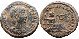 Hanniballianus (336-337) Follis Obv: FL HANNIBALLIANVS REGI, bare-headed, draped and cuirassed bust right Rev: SEC-VRITAS PVBLICA, river god Euphrates...