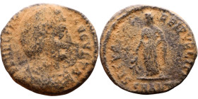 Helena (Mother of Constantine I) Mint: Antioch. Follis. Obverse: Diademed and draped bust right, hair elaborately dressed Reverse: Helena standing lef...