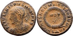 Crispus (317-326) follis. Obv: Cuirassed bust of emperor Rev: VOT X

Artificial sand patina

18mm 2.57g