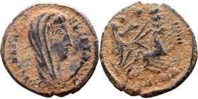 Divus Constantine the Great (307-337 AD). Follis. Obv.: DIV CONSTANTINO AVG, veiled head right. Rev.: emperor, veiled, to right in quadriga, the hand ...