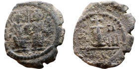 Justin II and Sophia (565-578) Decanummium Obverse: DN IVSTINVS PP AVG Justin and Sophia on thrones Reverse: Large I, Mintmark

17mm 3.39g