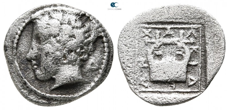 Macedon. Chalkidian League. Olynthos 425-420 BC. 
Tetrobol AR

15 mm., 1,95 g...
