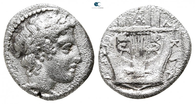 Macedon. Chalkidian League. Olynthos 382-379 BC. 
Tetrobol AR

15 mm., 2,17 g...