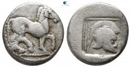 Kings of Macedon. Aigai. Alexander I 498-454 BC.  Struck circa 476/5-460 BC. Tetrobol AR