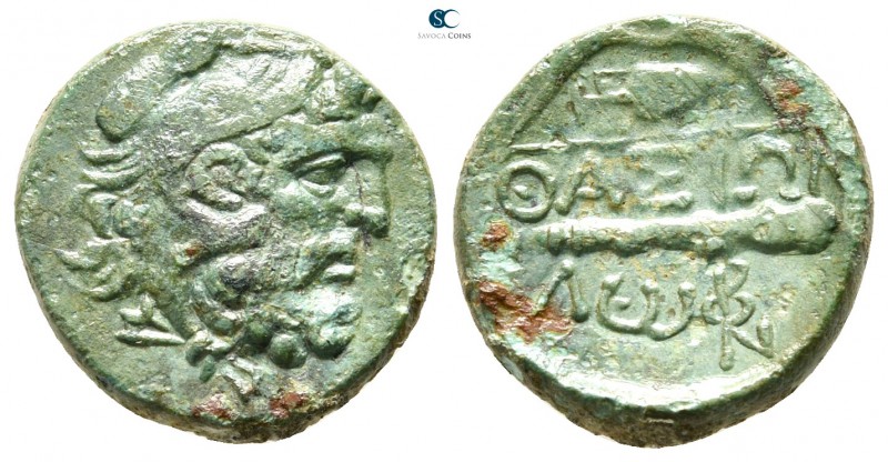Islands off Thrace. Thasos circa 168-80 BC. 
Bronze Æ

15 mm., 3,12 g.

Hea...