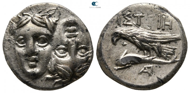 Moesia. Istros 400-300 BC. 
Drachm AR

18 mm., 4,22 g.

Facing male heads, ...