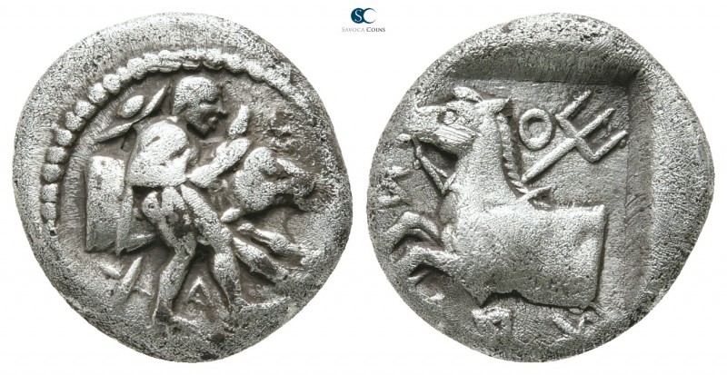Thessaly. Krannon circa 460-420 BC. 
Hemidrachm AR

14 mm., 2,99 g.

X-A-[И...