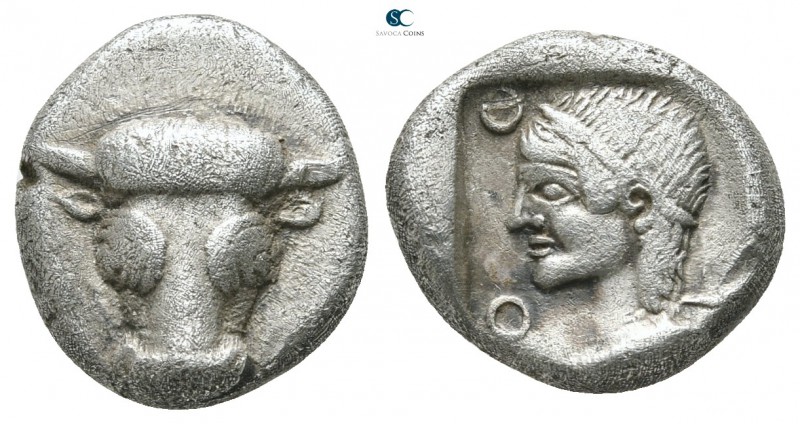 Phokis. Federal Coinage 445-420 BC. 
Triobol AR

13 mm., 2,90 g.

Facing he...