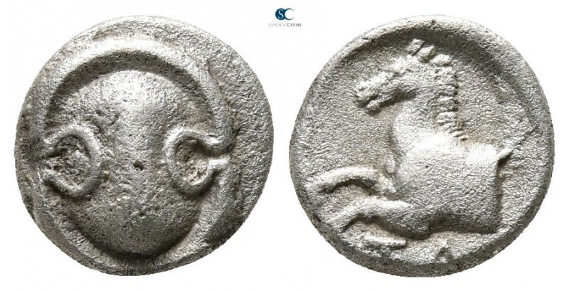 Boeotia. Tanagra circa 387-374 BC. 
Obol AR

9 mm., 0,95 g.

Boeotian shiel...