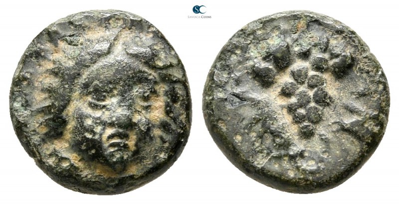 Caria. Kranaos 300-280 BC. 
Bronze Æ

10 mm., 1,34 g.

Radiate head of Heli...