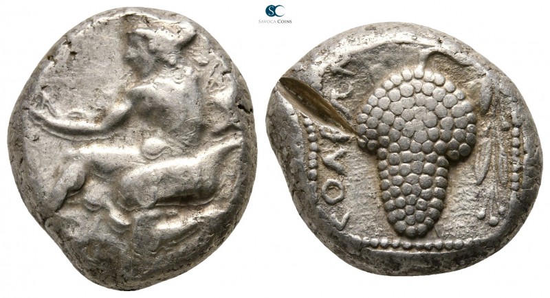 Cilicia. Soloi 425-400 BC. 
Stater AR

20 mm., 10,63 g.

Amazon, wearing bo...