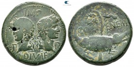 Gaul. Nemausus. Augustus with Agrippa 27 BC-AD 14. As Æ